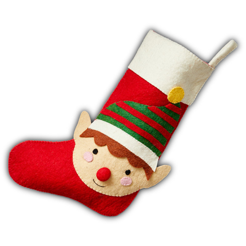 Elf Felt Stocking Red Wool Christmas