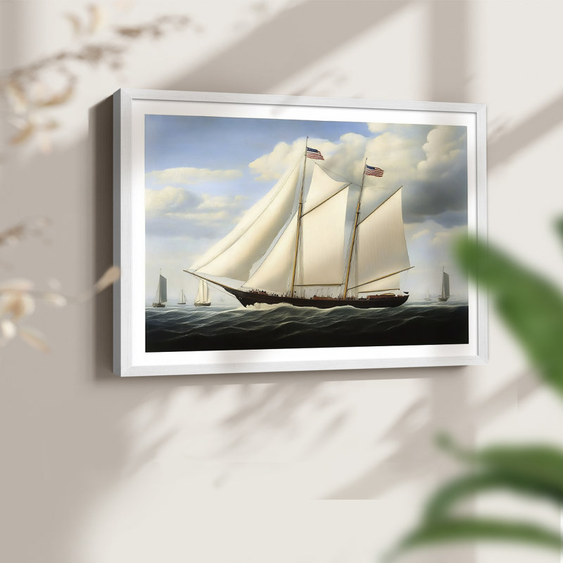 Nautical Series-CXLVIII -Framed Print - Restickable, H 11 po x l 14 po, Blanc