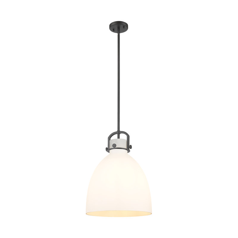 Luminaire suspendu 1 lumière Badillo, H 18,25 po x l 14 po x P 14 po, Blanc mat, Noir mat