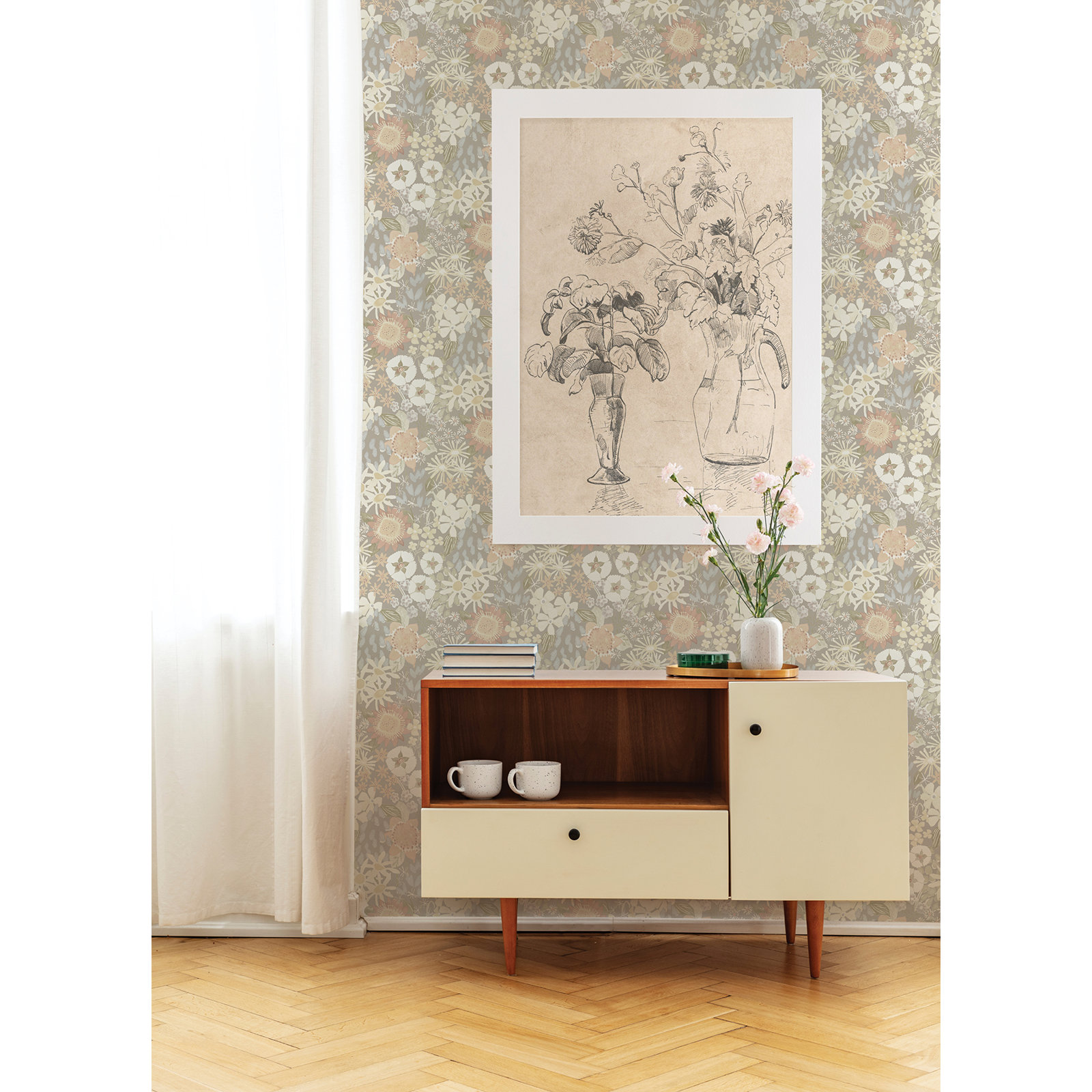 Anika Flowers Wallpaper, Pastel