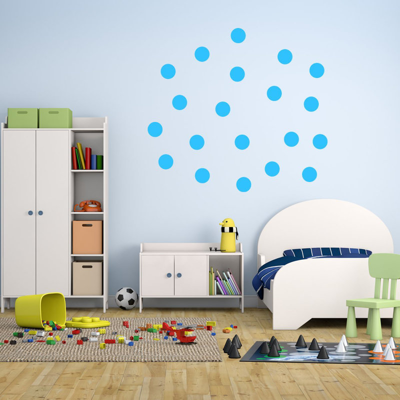 Décalcomanie murale adhésif décoratif & pois, Bleu ciel
