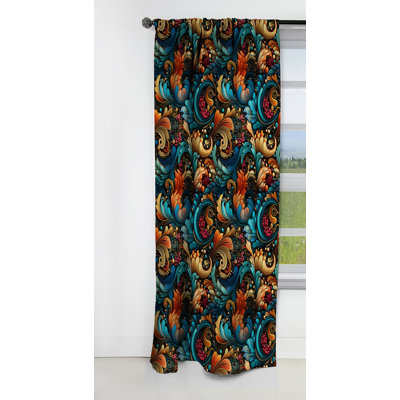 Rideau à motif cachemire rétro Fusion - motif floral II - 1 panneau