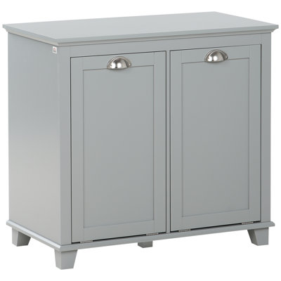 Armoire de trieur de linge inclinable, organisateur de rangement de salle de bain avec panier inclinable à deux compartiments