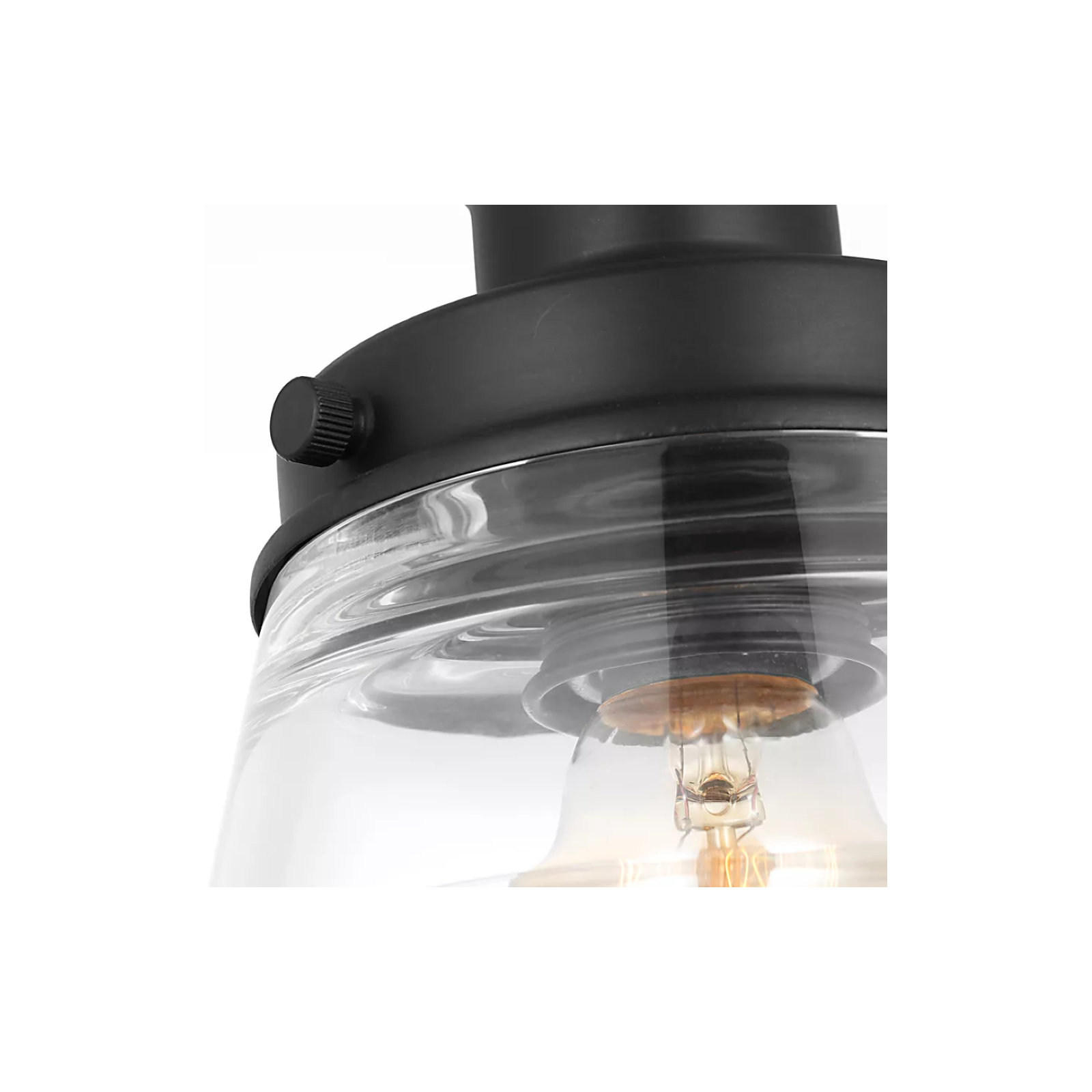 Topanga Single Light Glass Dimmable Pendant, Midnight Black