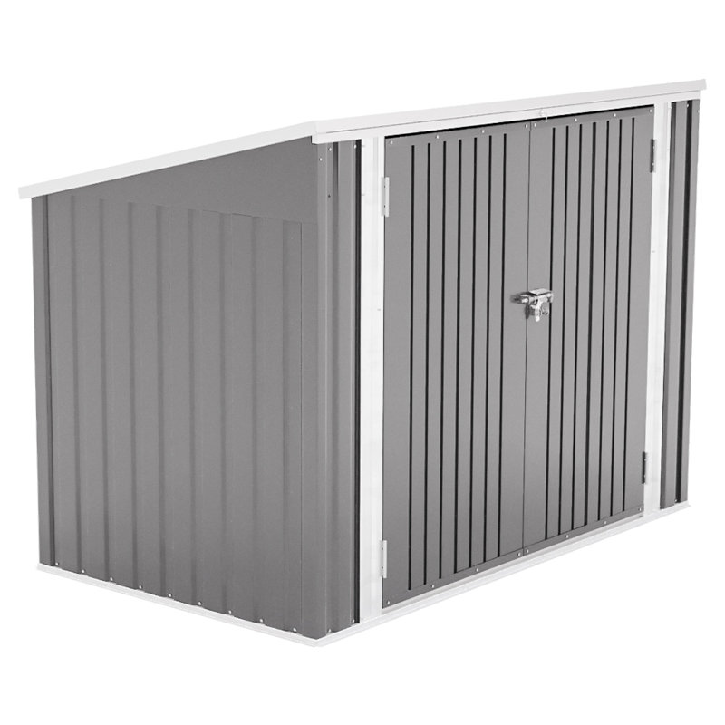 Metal garbage room with sloped roof