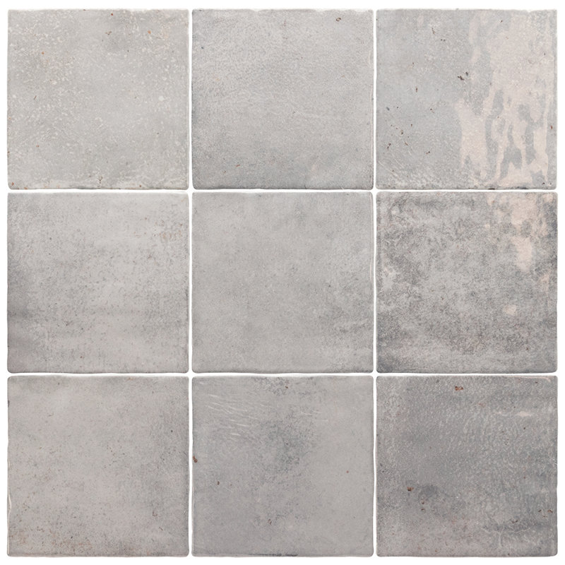 The Tile Life Vela 4" x 4" Glossy Porcelain Wall Tile, Gris mat