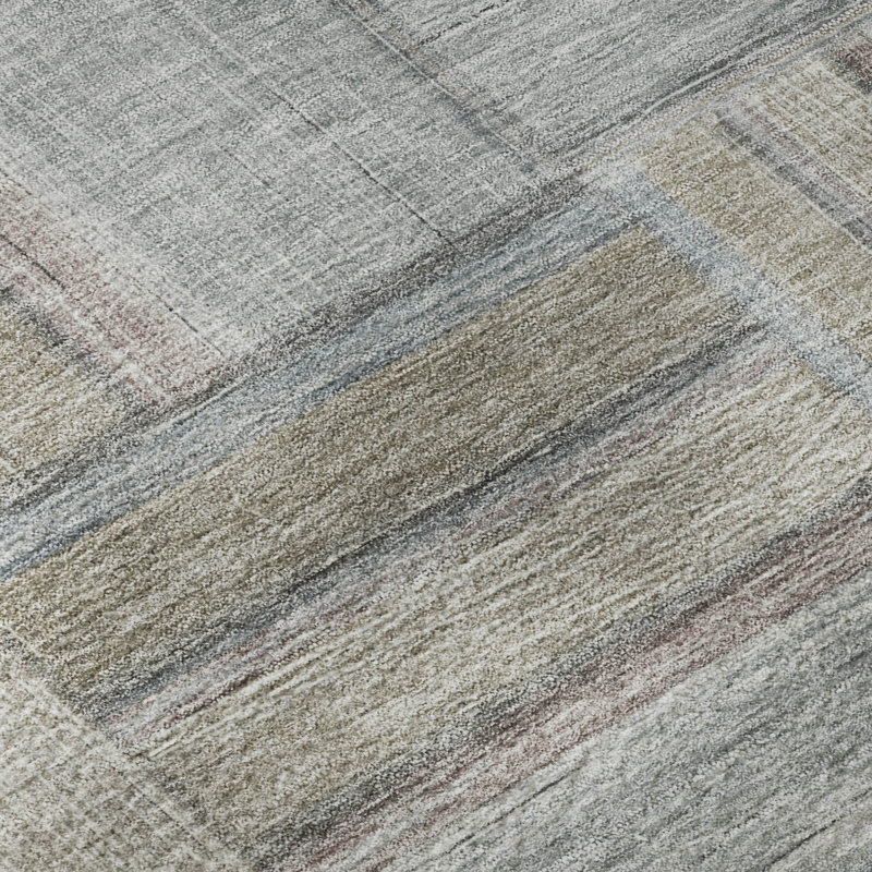 Premium Machine Washable Mayfield AMF2285 Geometric Rug, 1'8" x 2'6", Taupe