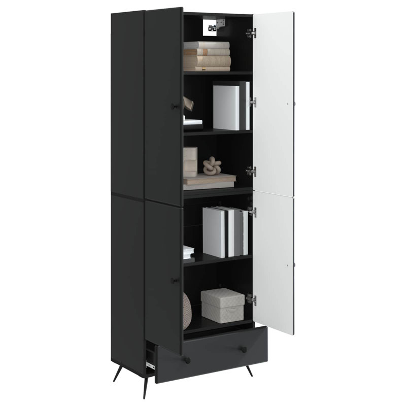 4 -Door 3 Storage Cabinet, Black