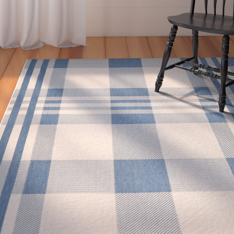 Debriana Performance Plaid Indoor/Outdoor Area Rug, Rectangle 4' x 5'7"