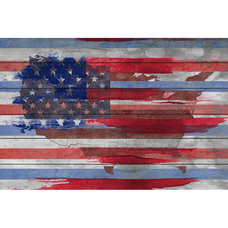 «États-Unis» par Parvez Taj, reproduction d'art sur bois blanc, H 30 po x l 45 po x P 1,5 po