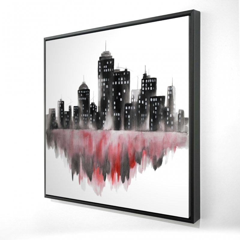 " Red Watercolor Cityscape "