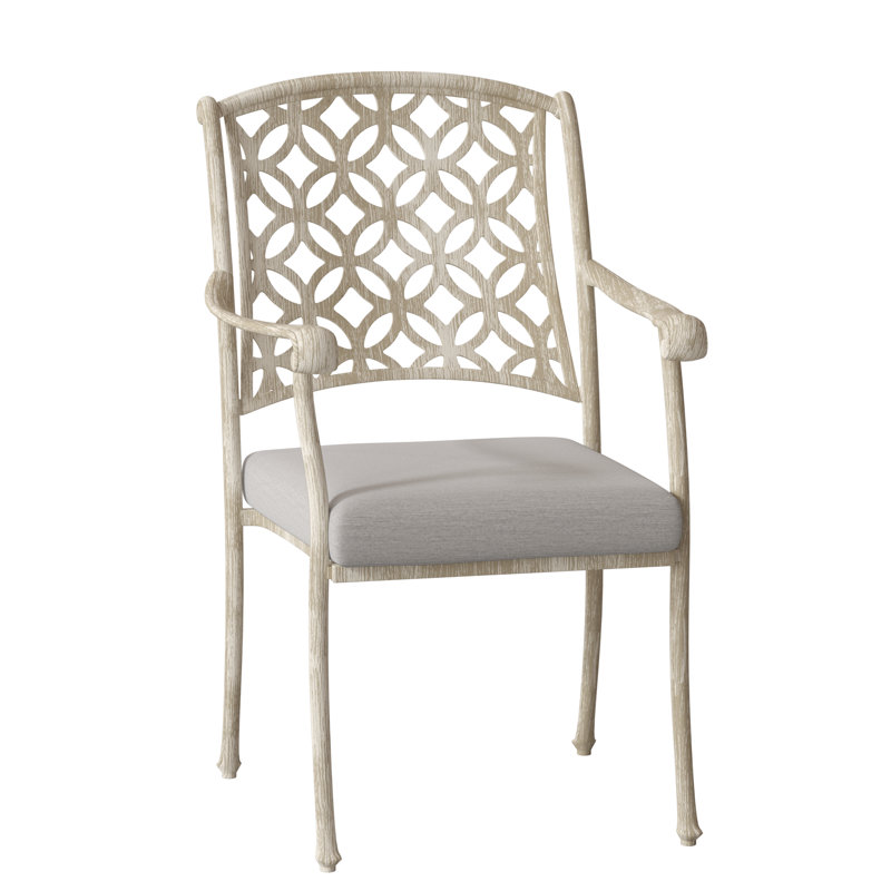 Casa Outdoor Dining Armchair, Weathered White, Impact Vapor Gray Sunbrella®