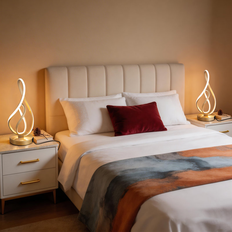 Lampe de table à DEL 15,4 "à commande tactile à intensité variable avec ports USB, angle réglable, Doré