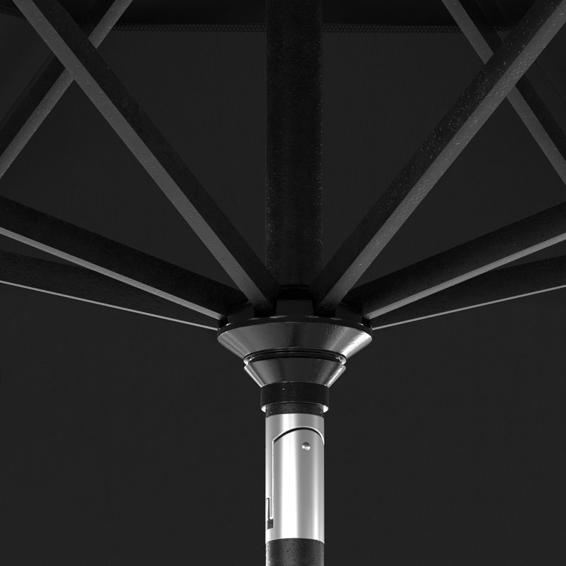 Parasol de patio 11 pieds avec manivelle en aluminium en oléfine, Noir