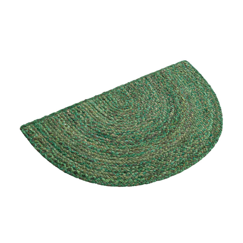 Awena Handmade Braided Cotton Green Area Rug in Green, Hearth 2'2" x 3'7"
