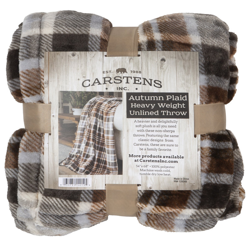 Autumn Plaid Fleece and Sherpa Reversible Throw Blanket