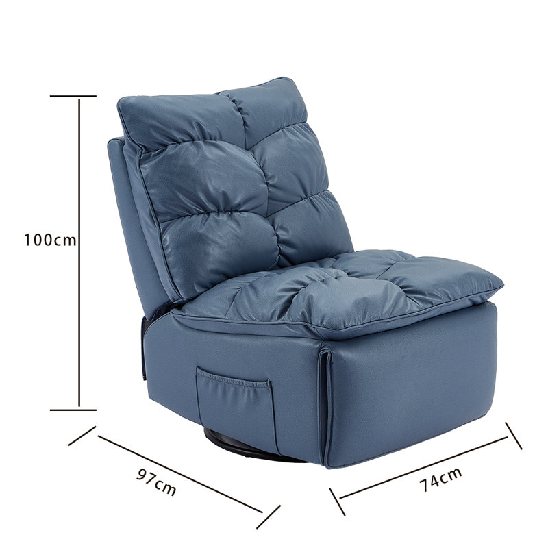 29'' Wide Leatheraire Fabric Swivel and Rocker Power Power Lazy Sofa Armless Recliner with Blue Light for Sleeping