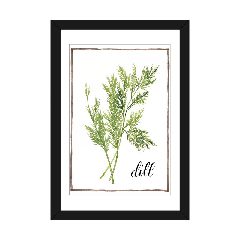 « aquarelle herbes iii », reproduction sur toile, H 32 po x l 24 po x P 1 po, Papier d'art encadré noir, Blanc