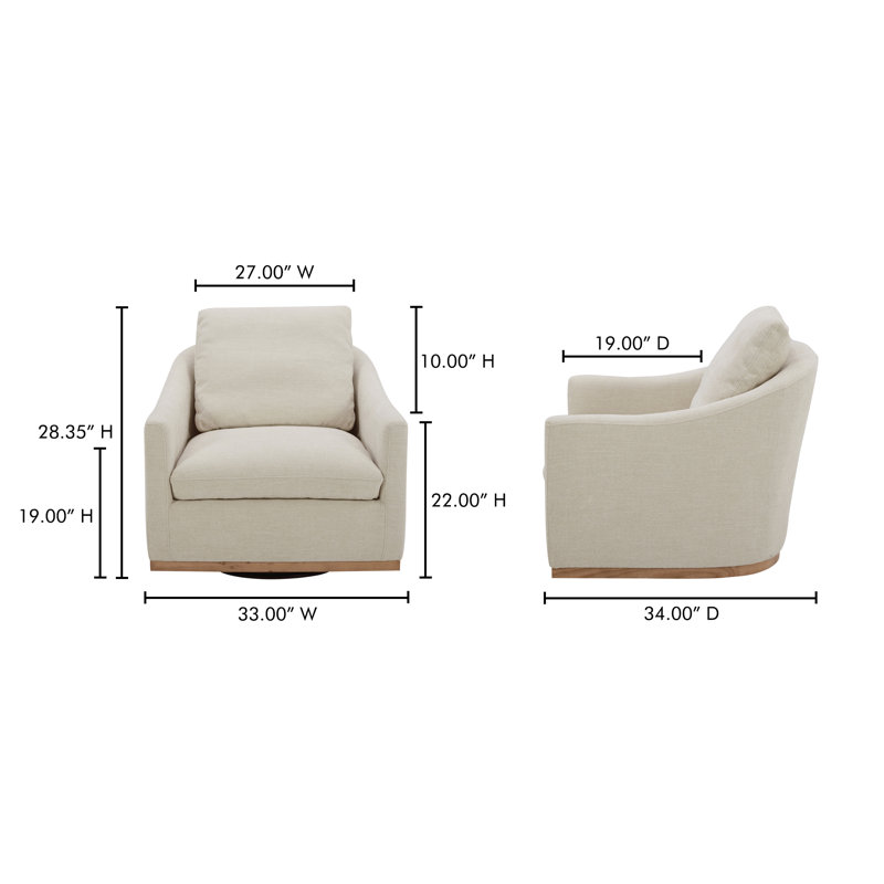 Upholstered Swivel Armchair, Beige 100% Polyester