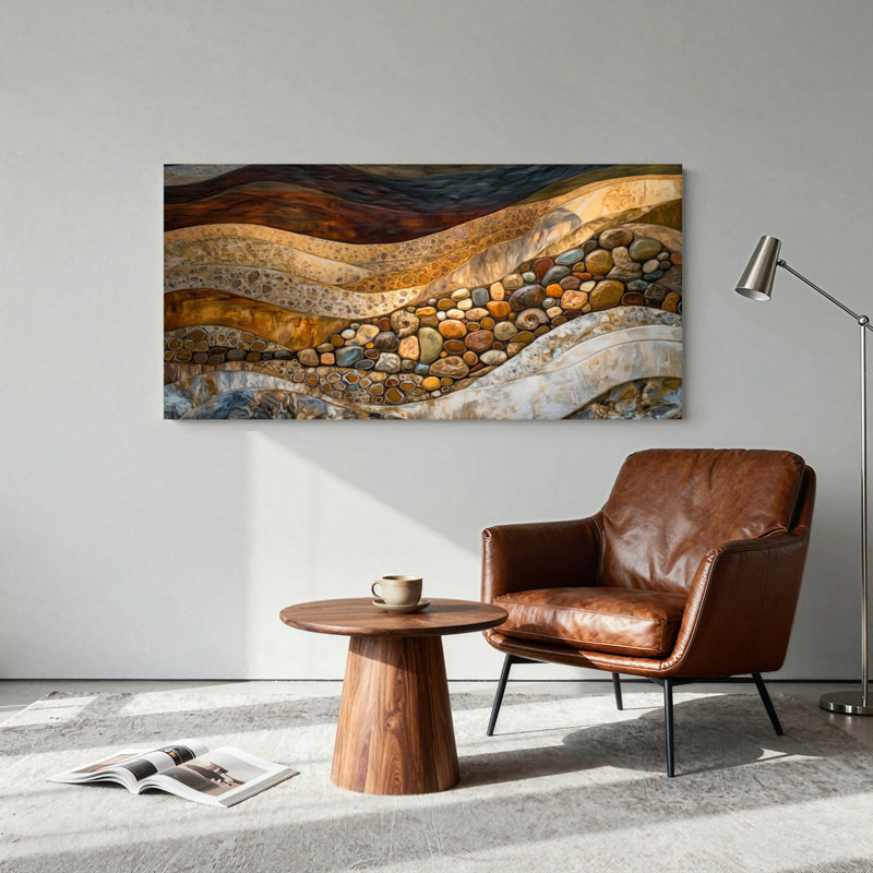 Ensemble de 1 tableau sur toile « Vagues de pierre », 40“W x 20”H, Toile tendue
