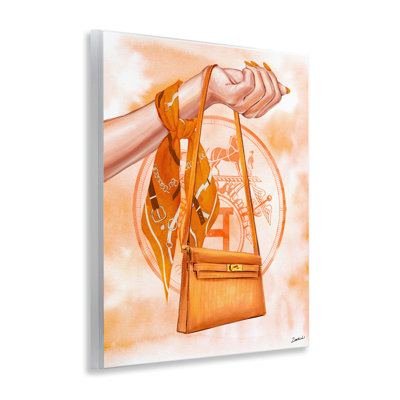 Holding Orange Handbag Wall Plaque Art by Ziwei Li
