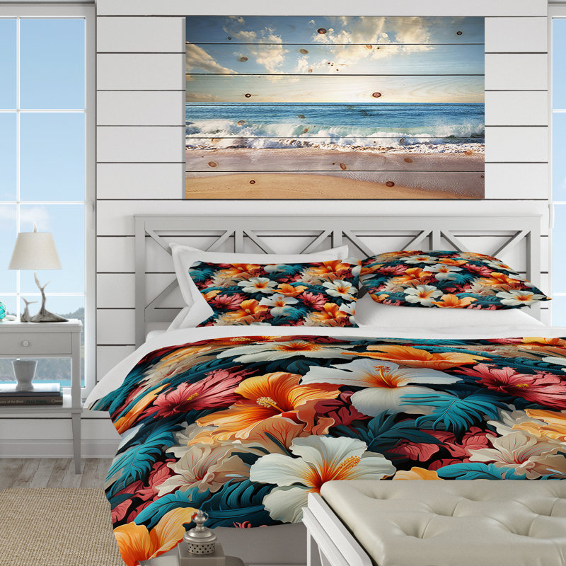 Ensemble de housse de couette Tropical Dreamscape Iii Tropical Pattern I, Housse de couette pour très grand lit et 2 très