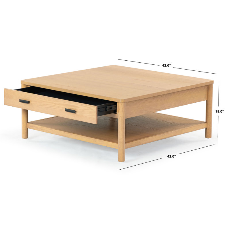 Jaylessa Wood 1 Drawer Coffee Table, Natural