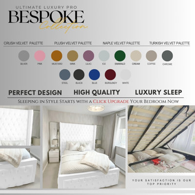 Sable Upholstered Ottoman Storage Bed Frame - Plush Velvet Gas Lift with Headboard