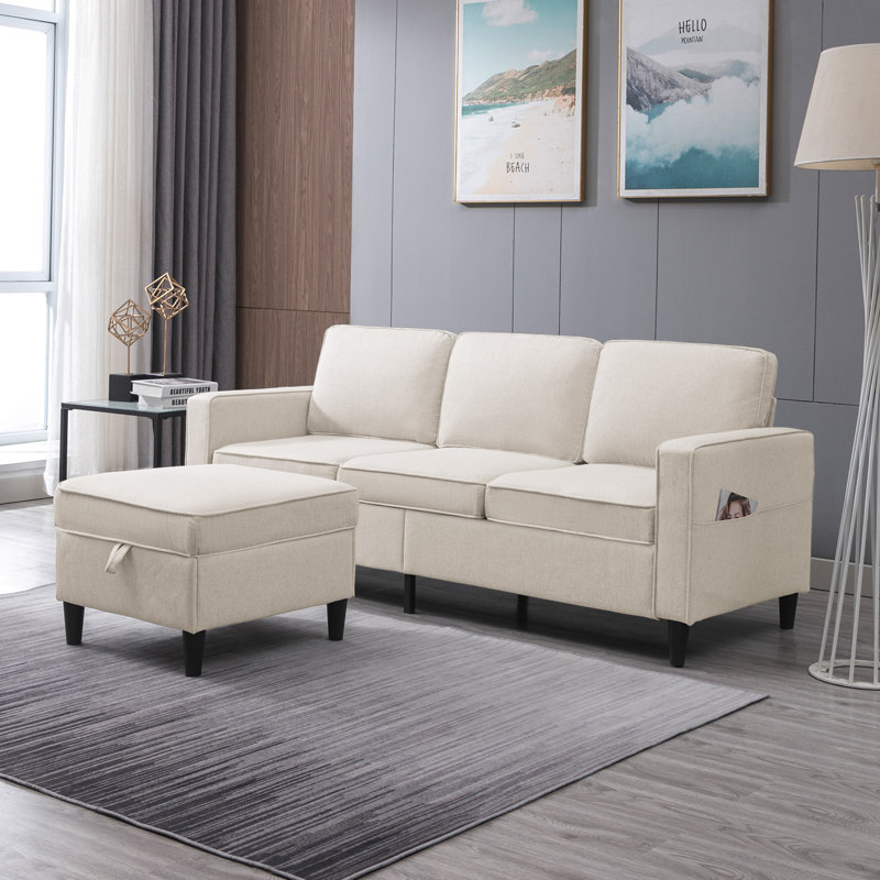 4 Seater Linen Sofa, Beige