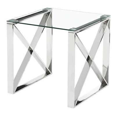 Glass Top Frame Square Side Table