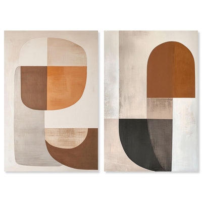 Weimar Echoes Duo Canvas Print Boho Beige Wall Art Set by Art Remedy, Gallery Wrapped, 36 x 54