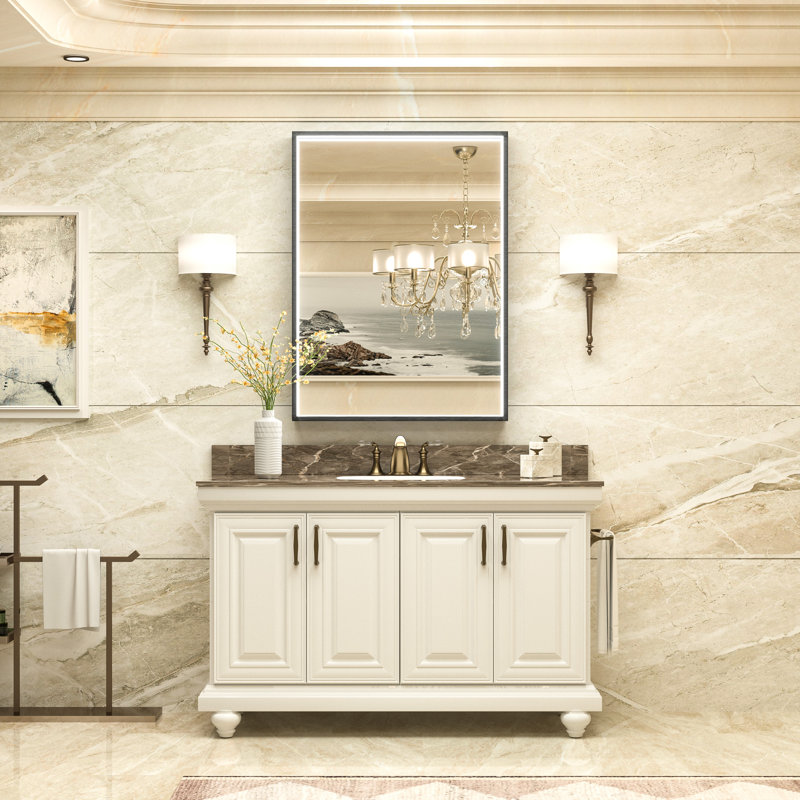 Sahiti Metal Framed LED Bathroom Mirror with Anti-Fog, 40" x 30"