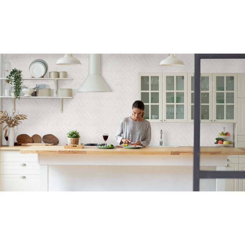 MSI 12 in. x 15 in. Natural Textured Clay Brick Mosaic Floor and Wall Tile, Alpine White