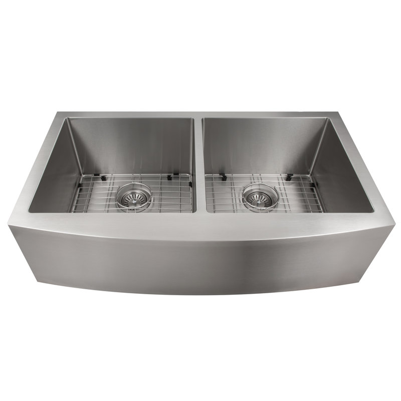 Niseko 36" Stainless Steel Double Bowl Freestanding Kitchen Sink