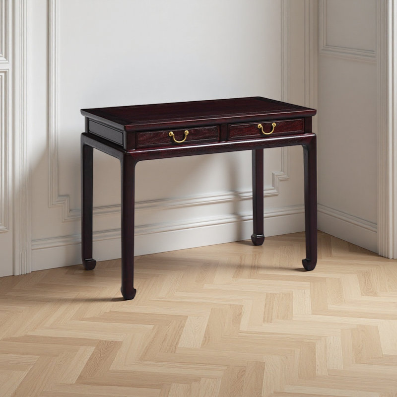 Un bureau en bois de sang de style champêtre avec tiroirs, H 30,7 po x l 34,64 po x P 21,65 po