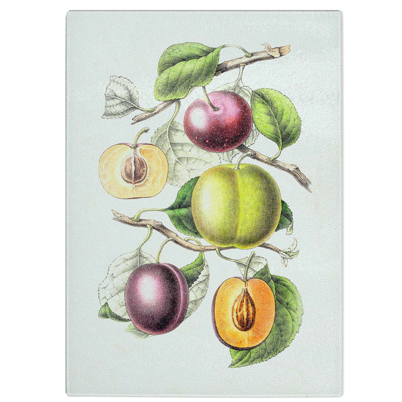 Glass Illustration of Prunes Chopping Board, 39 cm W x 28.5 cm L