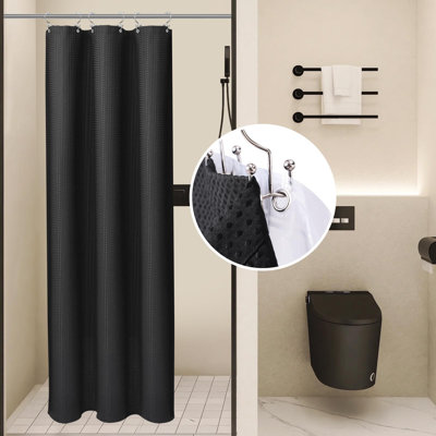 Ensemble de doublure de rideau de douche à deux niveaux PEVA avec 12 crochets en acier inoxydable
