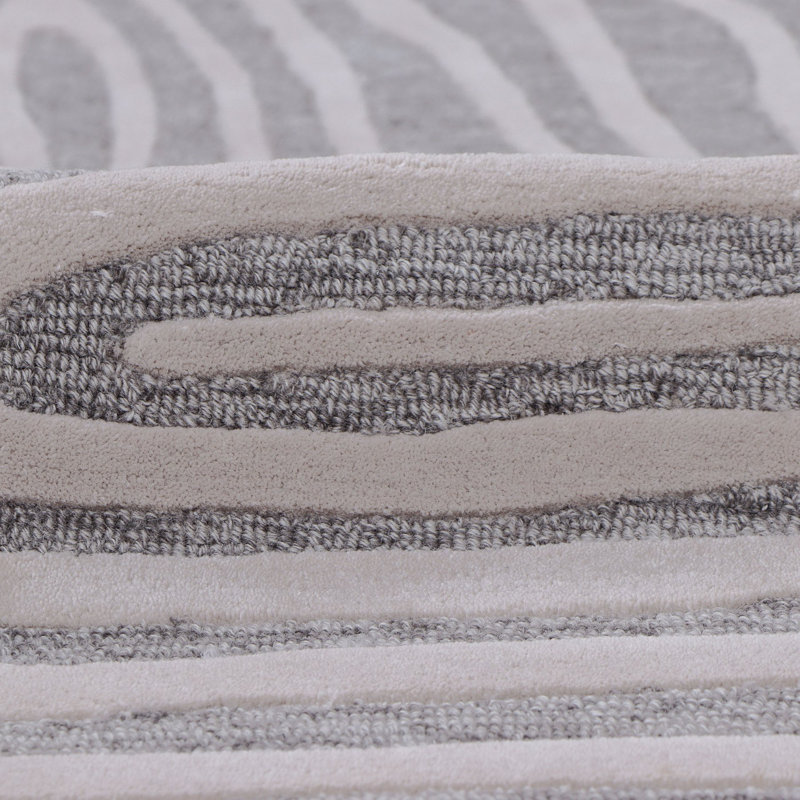 Abstract Area Rug in Gray/Ivory, Rectangle 9' x 12'