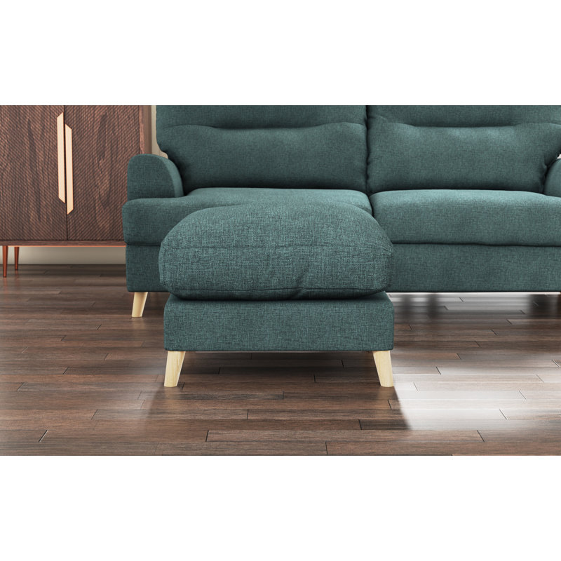 Alidge Wide Rectangle Footstool Ottoman, Teal