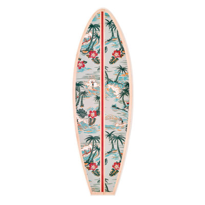 Reyn Spooner Kona Coast By 50th State Island Paradise Surfboard Plaque - 8" X 24" In Blue;green