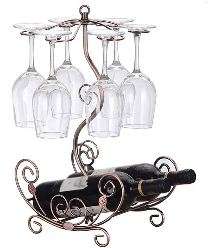 Boat-Shaped Wine Rack with Glass Holder