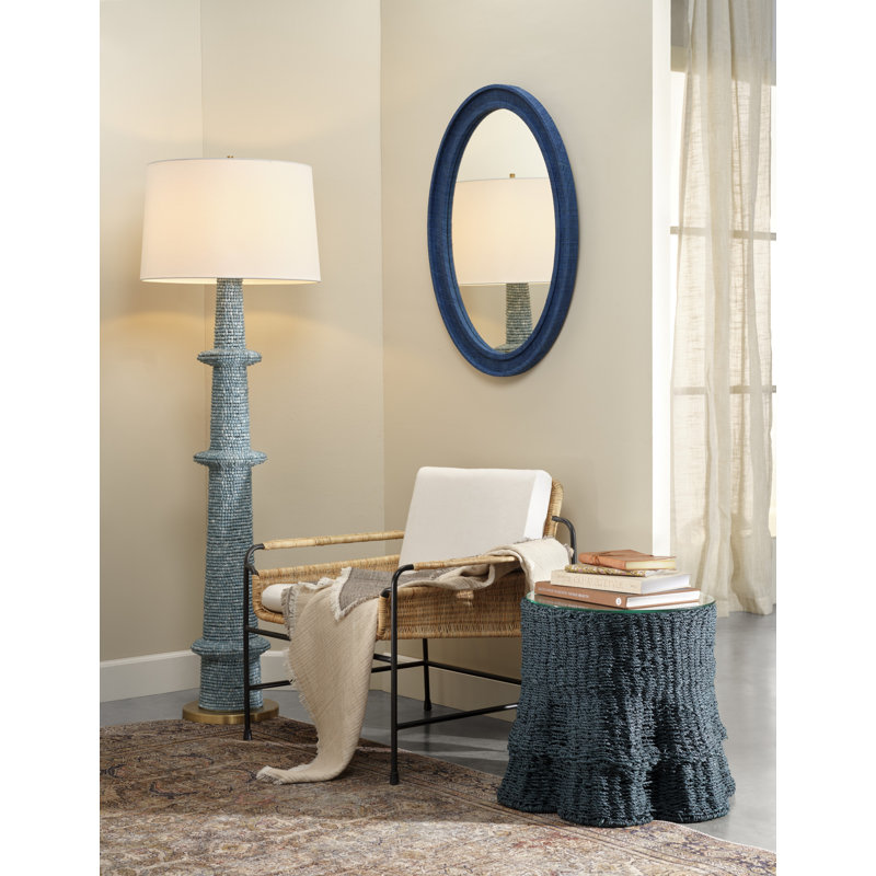 Falda Glass End Table, Verdigris