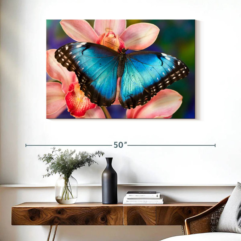 Brampt papillon sur orchidées, H 26 po x l 39 po