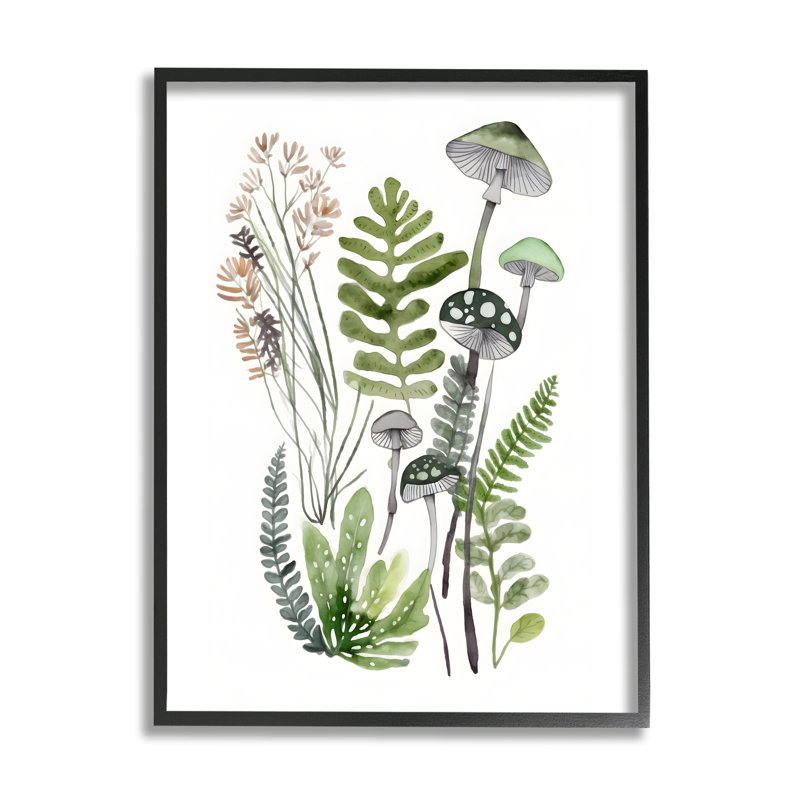 «Green Mushroom Botanicals», reproduction sur toile tendue, H 20 po x l 16 po x P 1,5 po