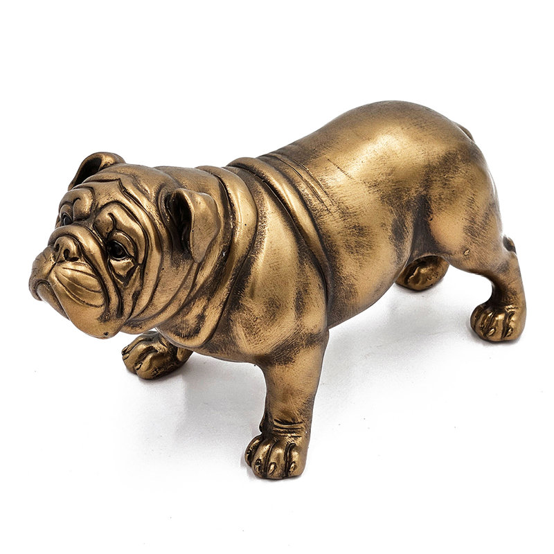 Figurine bouledogue français réaliste 10 x 5 x 6 po avec finition cuivre