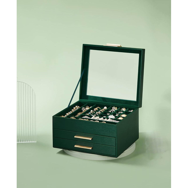 Jewellery Box +, Forest Green/Gold
