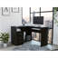 Bureau d'ordinateur avec plateau pour clavier en panneau de particules noir de jais, configuration en coin en L, largeur de 47,2 pouces-801604513