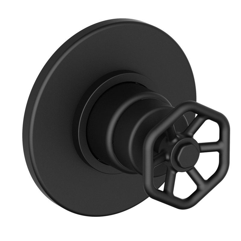 Ensemble de garniture de robinet de douche à 3 poignées avec poignée à roulettes Lucia noir mat (valve incluse), Noir mat