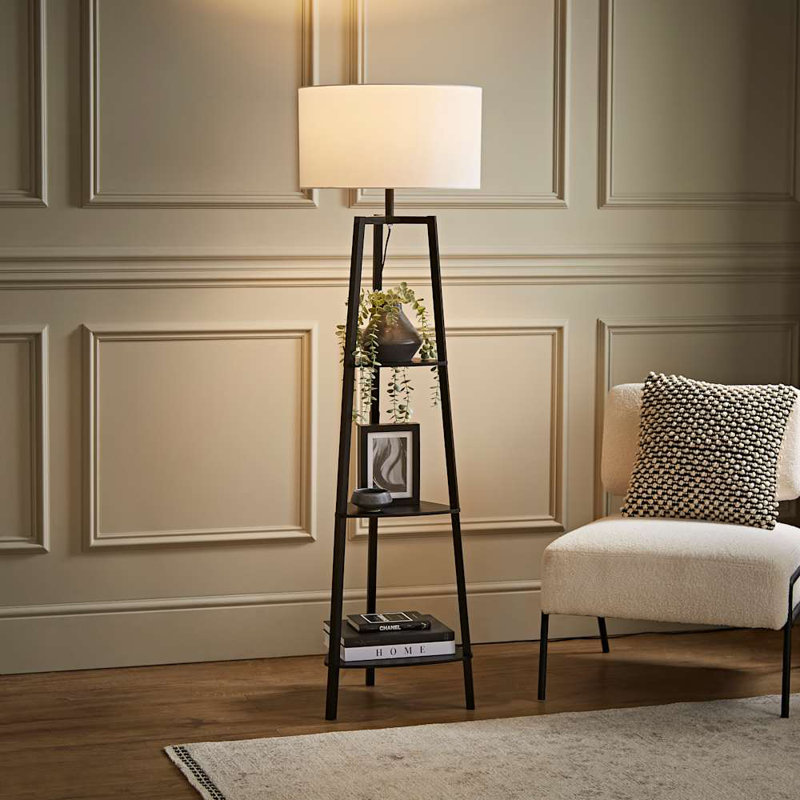 Aidrian 155cm Tripod Floor Lamp, Black, Yes, White