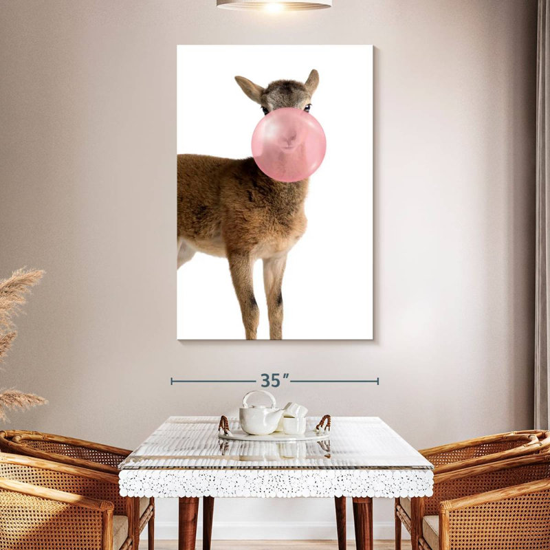 Deer Bubble Gum, 51" H x 34" W